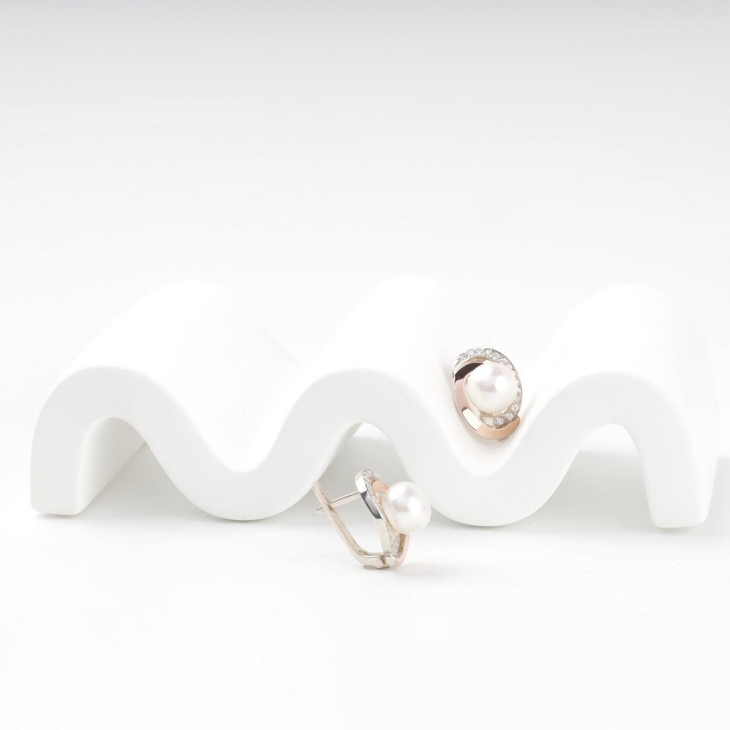 0075 Silver 925 and Gold 375 earrings — detail view — Kabluchka