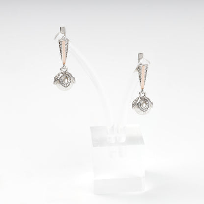 Silver 925 and Gold 375 drop earrings with white cubic zirconia — Kabluchka