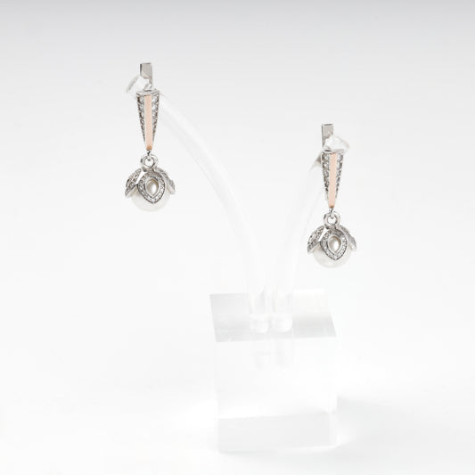 Silver 925 and Gold 375 drop earrings with white cubic zirconia — Kabluchka