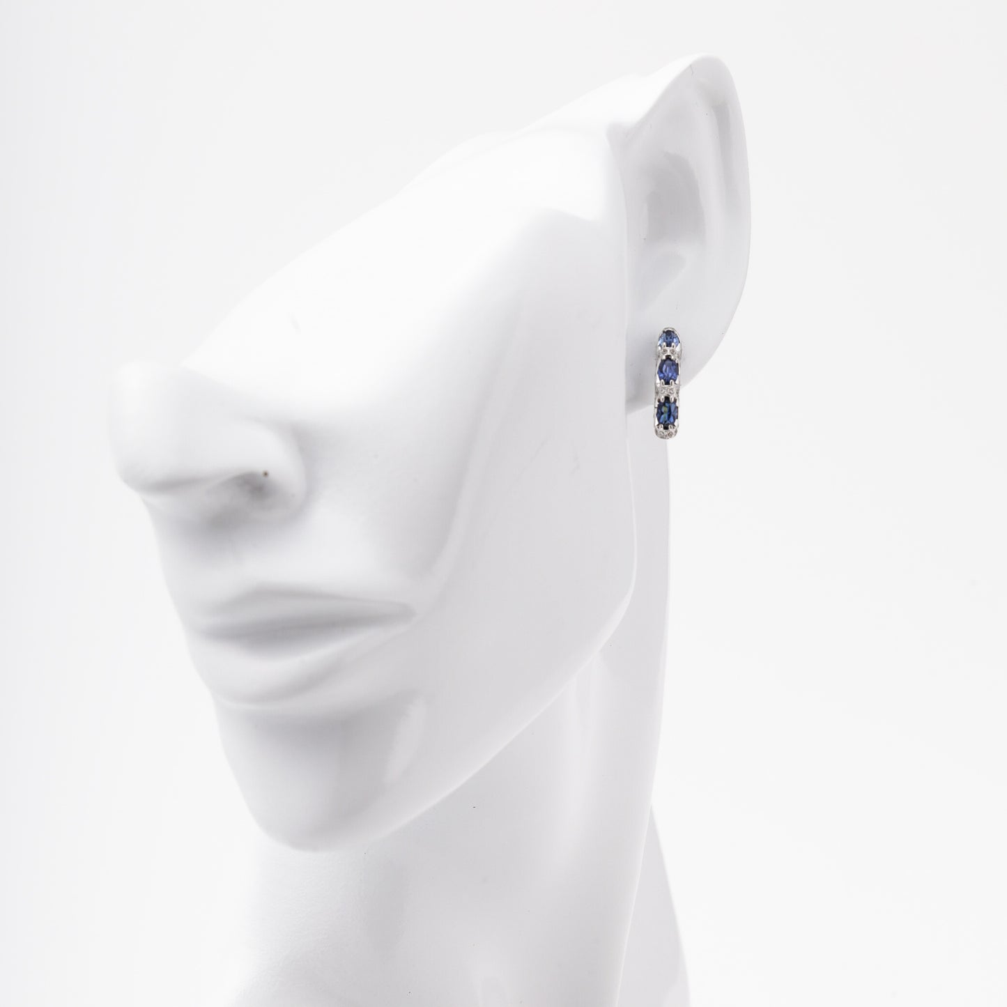 White Gold 585 14K Earrings with Sapphires and CZ — Kabluchka
