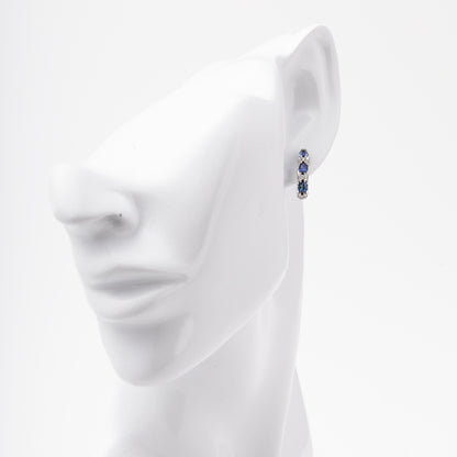 White Gold 585 14K Earrings with Sapphires and CZ — Kabluchka