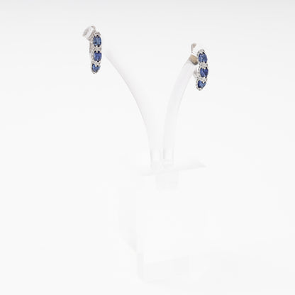 White Gold 585 14K Earrings with Sapphires and CZ — Kabluchka