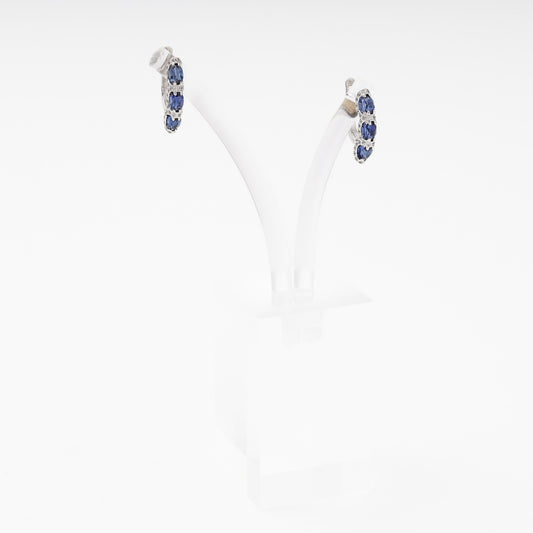 White Gold 585 14K Earrings with Sapphires and CZ — Kabluchka