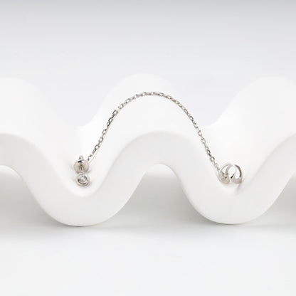Silver 925 Cubic Zirconia Chain Ear Cuff Earrings — Kabluchka