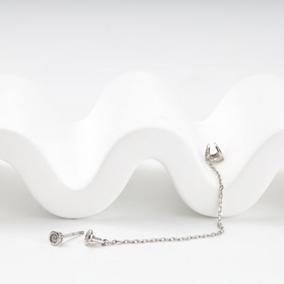 Silver 925 CZ chain ear cuff earrings pair — Kabluchka