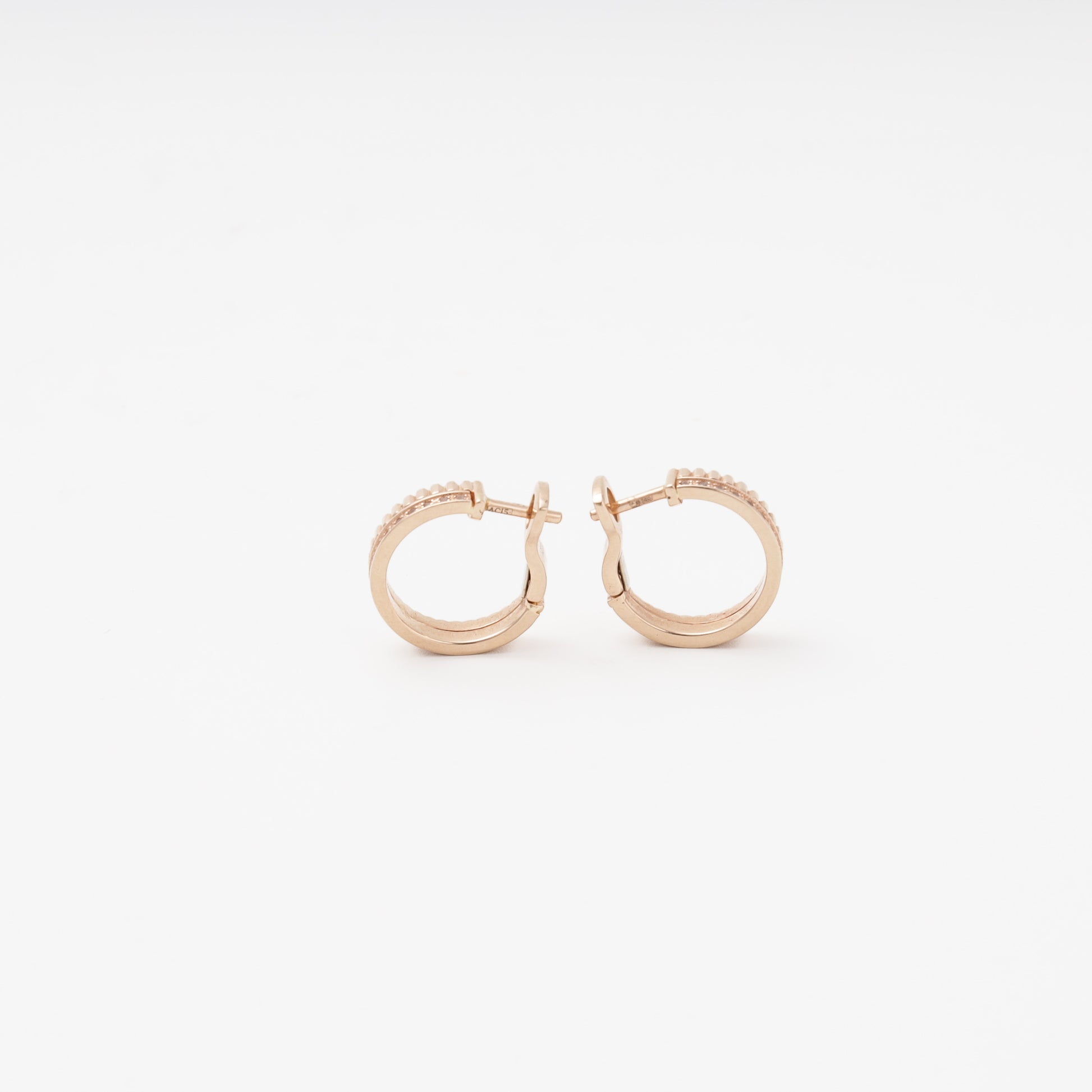 Rose Gold 585 14K Huggie Earrings with CZ — Kabluchka