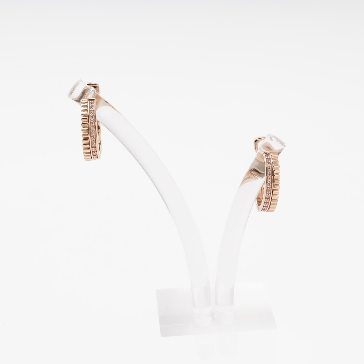 Rose Gold 585 14K Huggie Earrings with CZ — Kabluchka