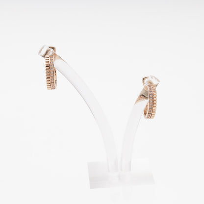 Rose Gold 585 14K Huggie Earrings with CZ — Kabluchka