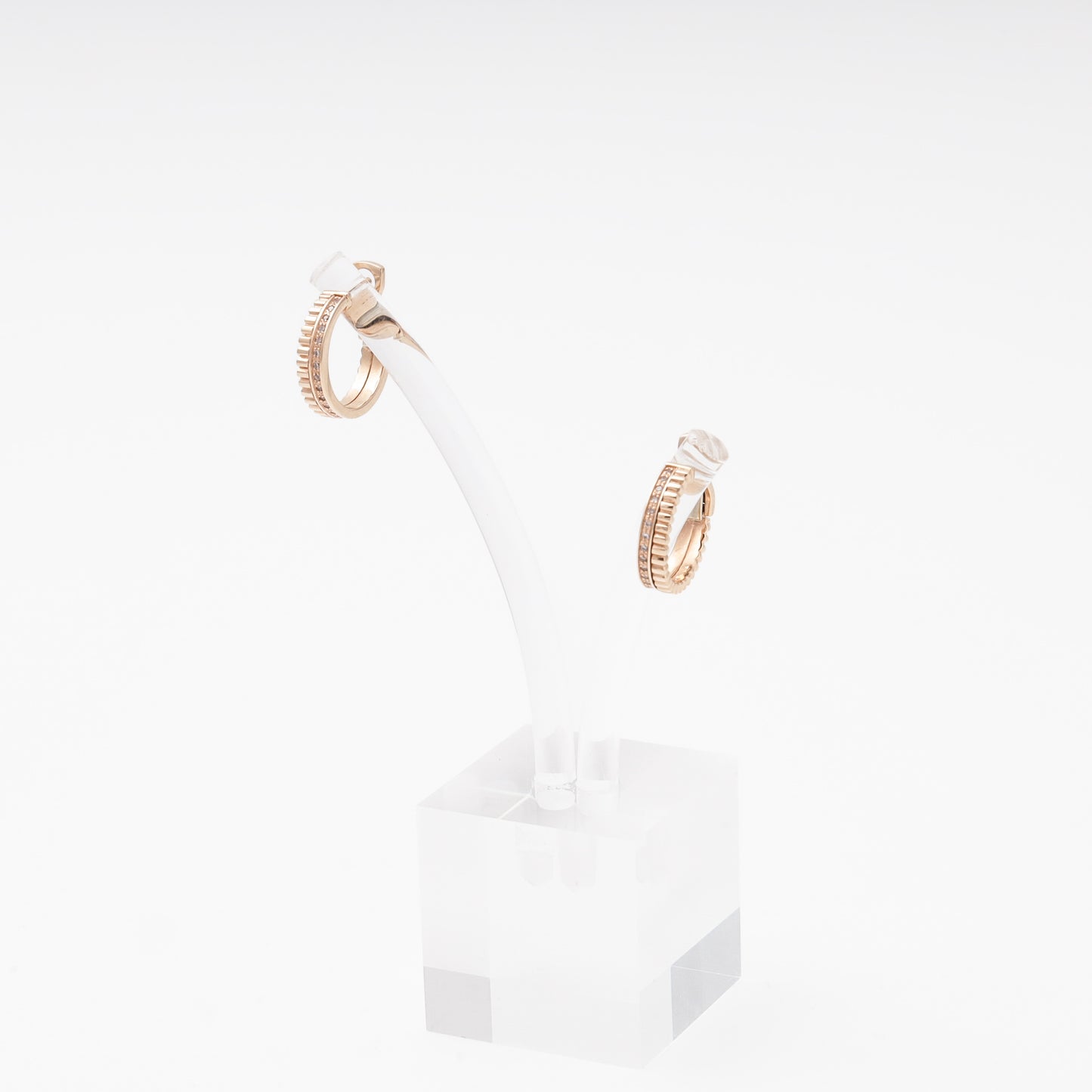 Rose Gold 585 14K Huggie Earrings with CZ — Kabluchka
