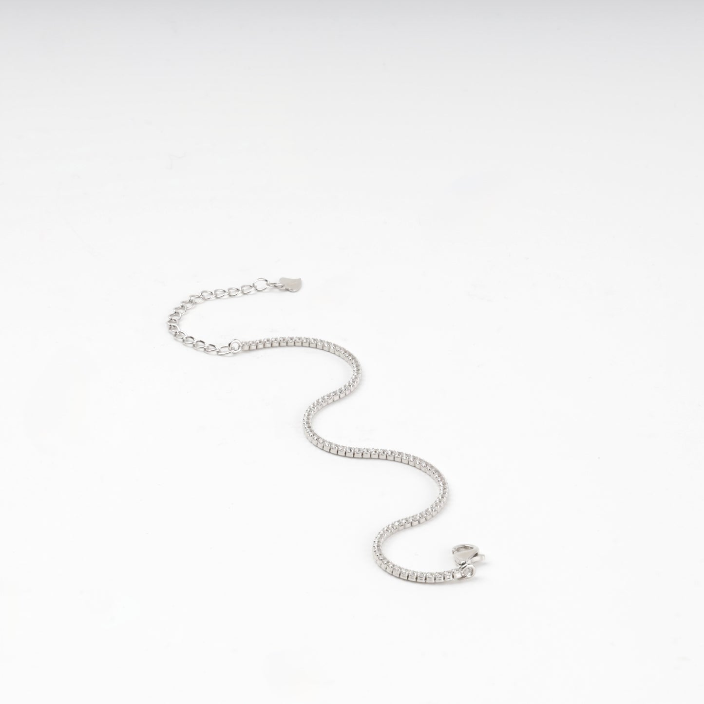 Silver 925 CZ Tennis Bracelet with heart charm — Kabluchka