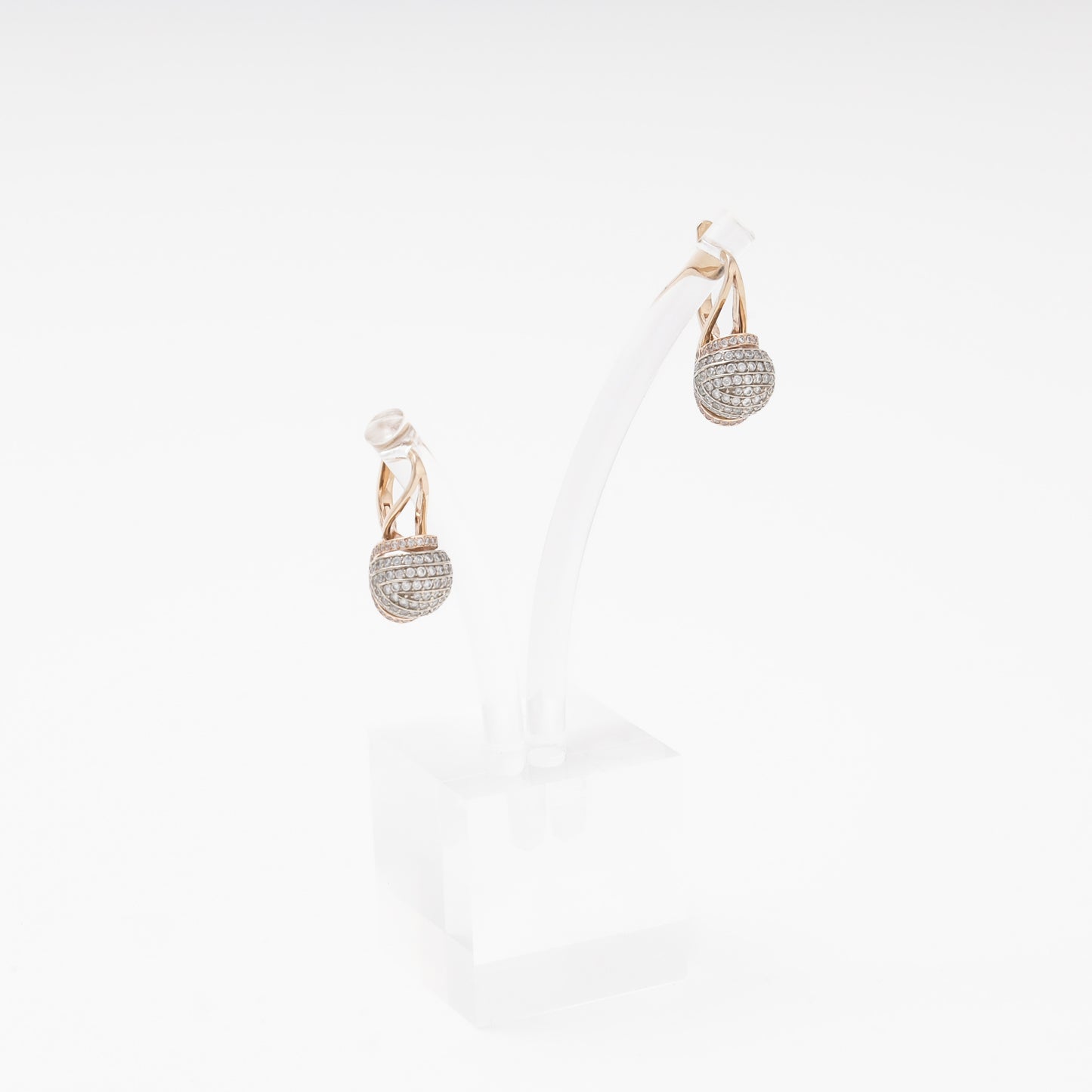 Rose Gold 585 14K Drop Earrings with CZ Ball Pendant — Kabluchka