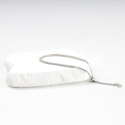 Silver 925 Adjustable Tennis Bracelet with bolo slider and heart charm — Kabluchka
