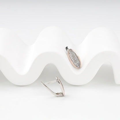 Tapered cubic zirconia earring fronts — detail — Kabluchka