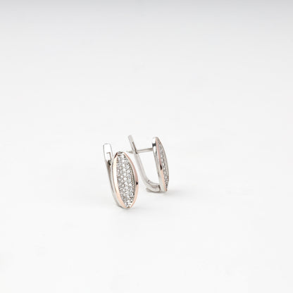 Rhodium-plated Silver 925 and Gold 375 cubic zirconia drop earrings — Kabluchka