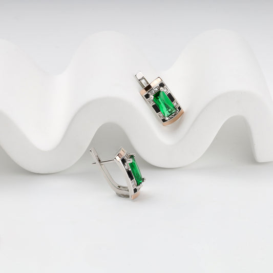Rhodium-plated drop earrings with secure English locks