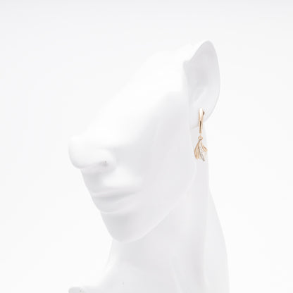 Rose Gold 585 14K Drop Earrings with Pearl and CZ — Kabluchka