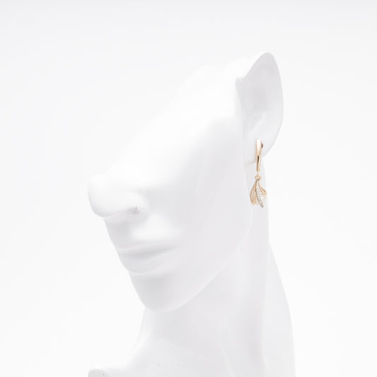 Rose Gold 585 14K Drop Earrings with Pearl and CZ — Kabluchka