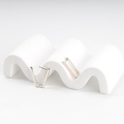 Silver 925 rectangular drop earrings with gold 375 — Kabluchka