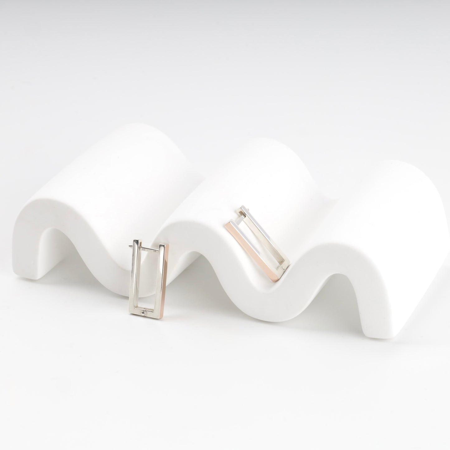 Silver 925 rectangular drop earrings with gold 375 — Kabluchka