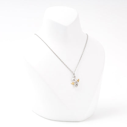 Silver 925 Angel Cherub Pendant with Gold Wings flat lay — Kabluchka