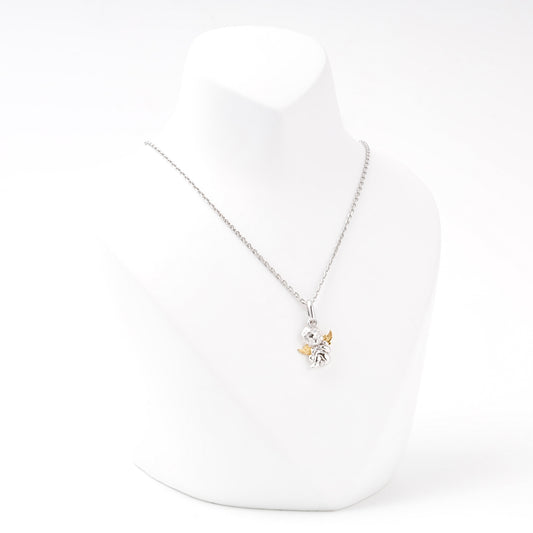 Silver 925 Angel Cherub Pendant with Gold Wings flat lay — Kabluchka