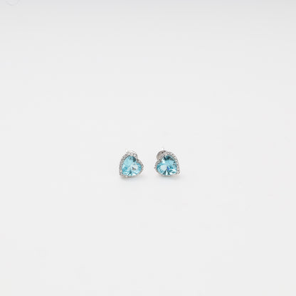 Silver 925 Blue CZ Heart Stud Earrings on display — Kabluchka