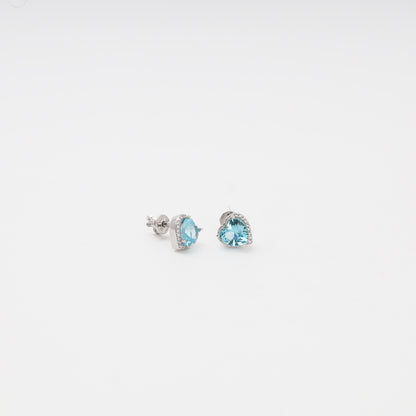 Silver 925 Blue CZ Heart Stud on ear — Kabluchka