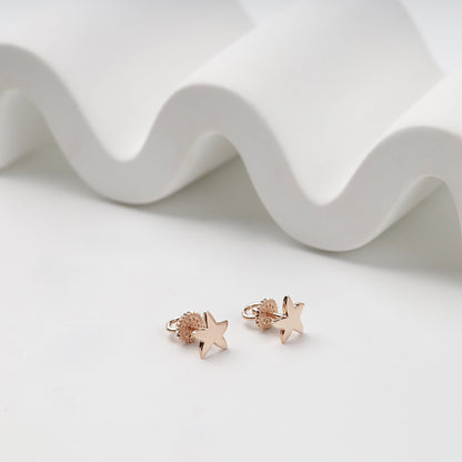 Rose Gold 14K (585) Star Stud Earrings, product view 1 — Kabluchka