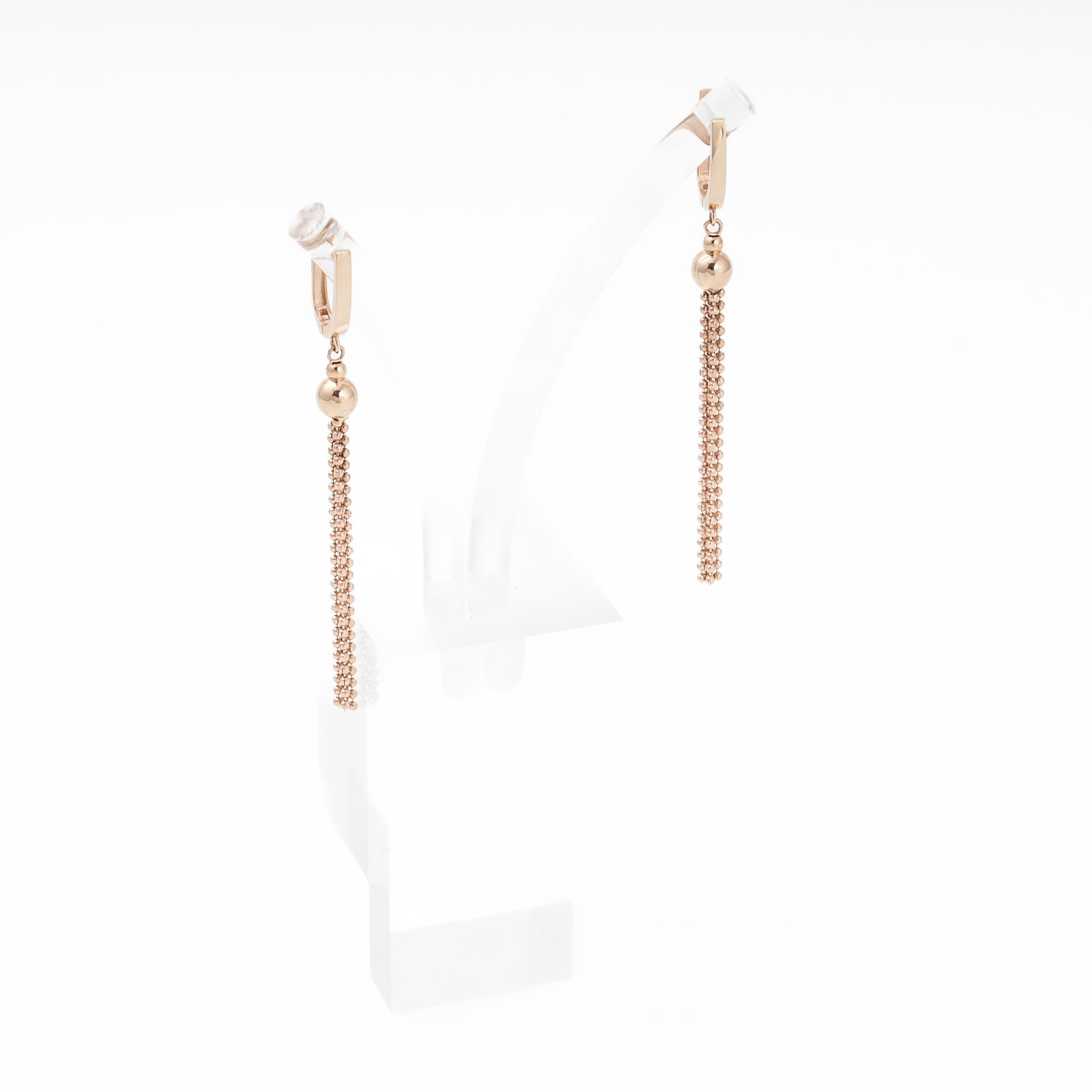 Rose gold 585 tassel earrings close-up - Kabluchka
