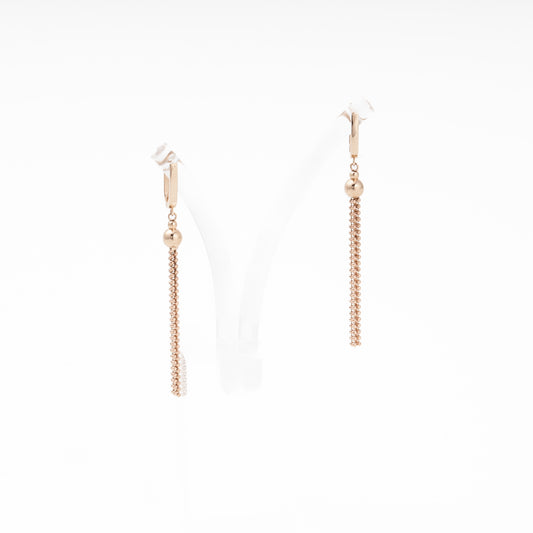 Rose gold 585 tassel drop earrings front view - Kabluchka