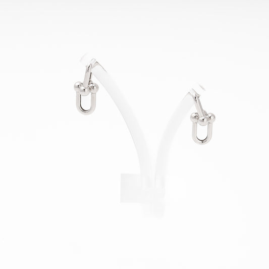 Gold 585 open drop earrings with ball ends front view - Kabluchka