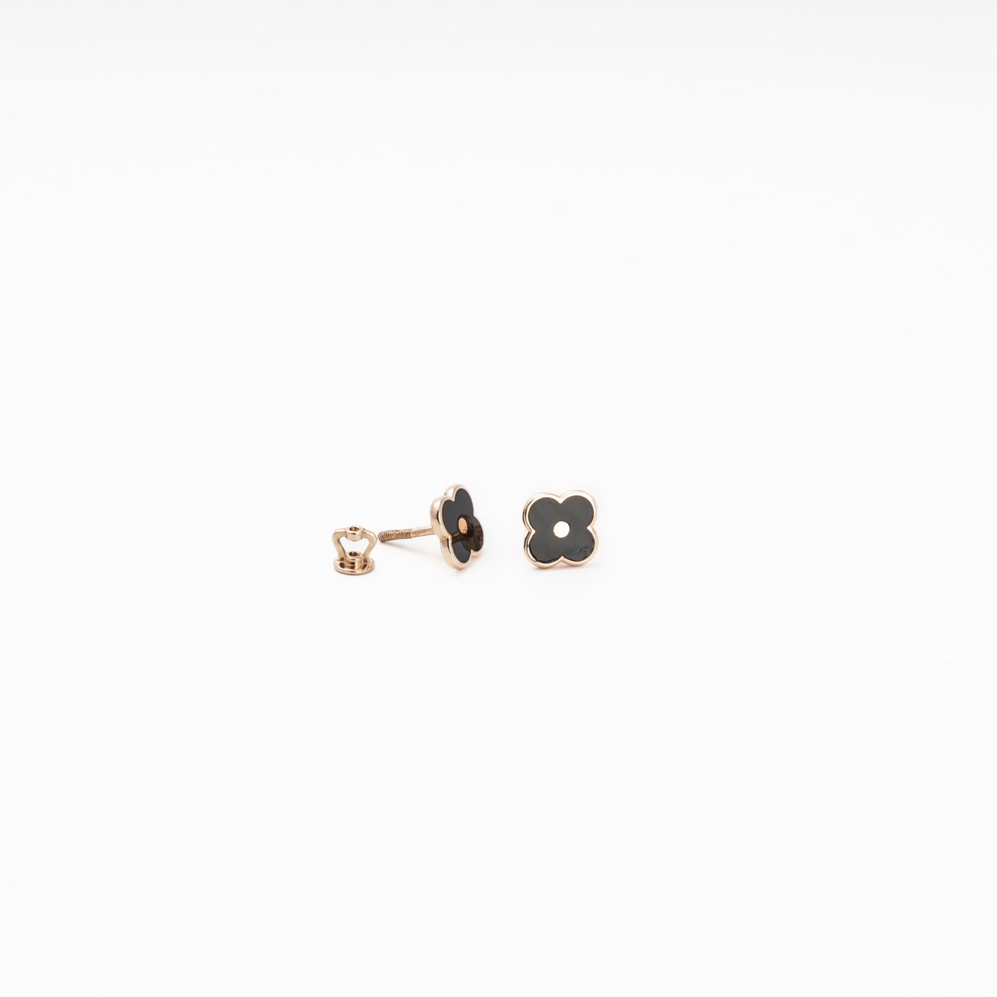 Rose gold 585 clover studs with screw-back fastening — Kabluchka