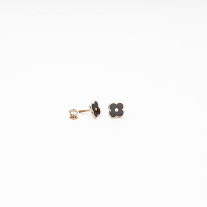 Rose gold 585 clover studs with screw-back fastening — Kabluchka