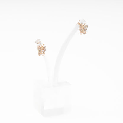 Rose Gold 585 14K Butterfly Earrings Fully Set with CZ — Kabluchka