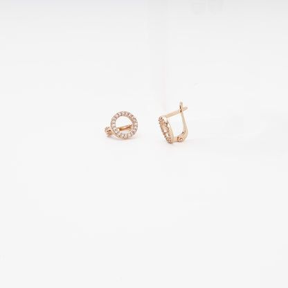 Rose Gold 585 14K Open Circle Earrings with CZ — Kabluchka
