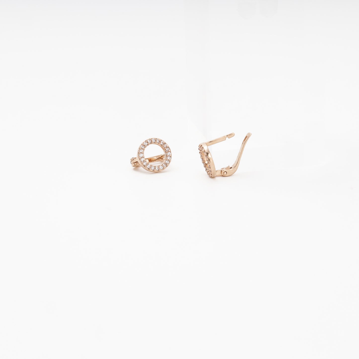 Rose Gold 585 14K Open Circle Earrings with CZ — Kabluchka