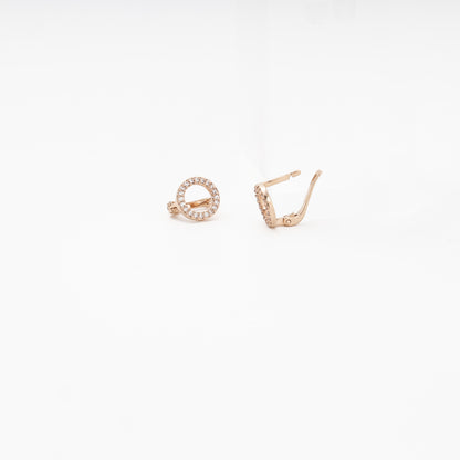 Rose Gold 585 14K Open Circle Earrings with CZ — Kabluchka