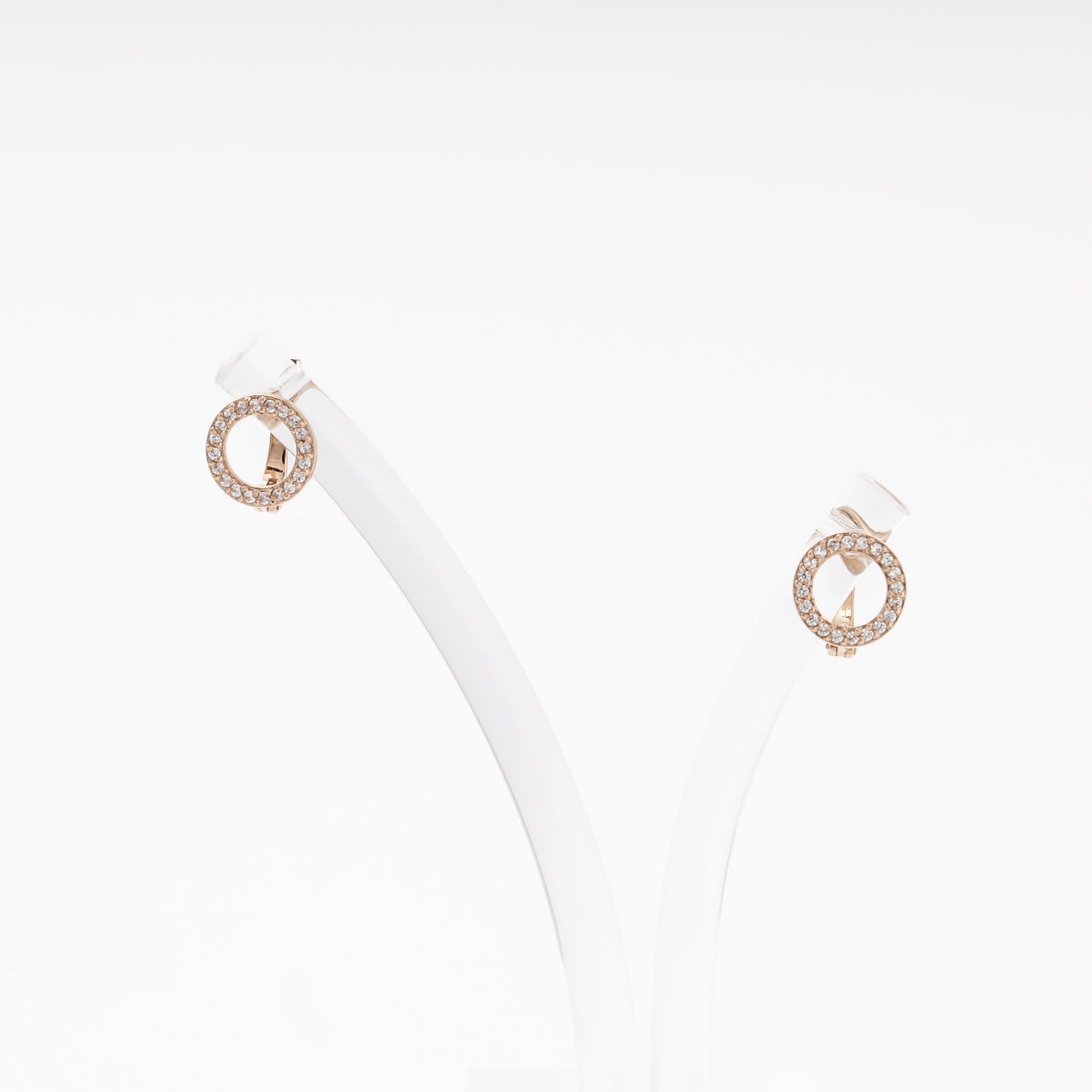 Rose Gold 585 14K Open Circle Earrings with CZ — Kabluchka