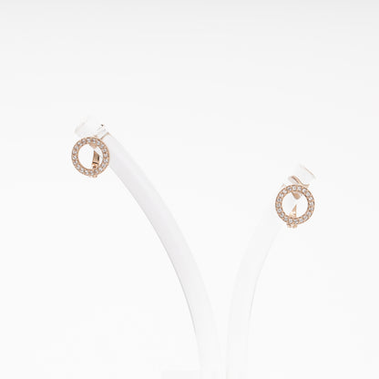 Rose Gold 585 14K Open Circle Earrings with CZ — Kabluchka
