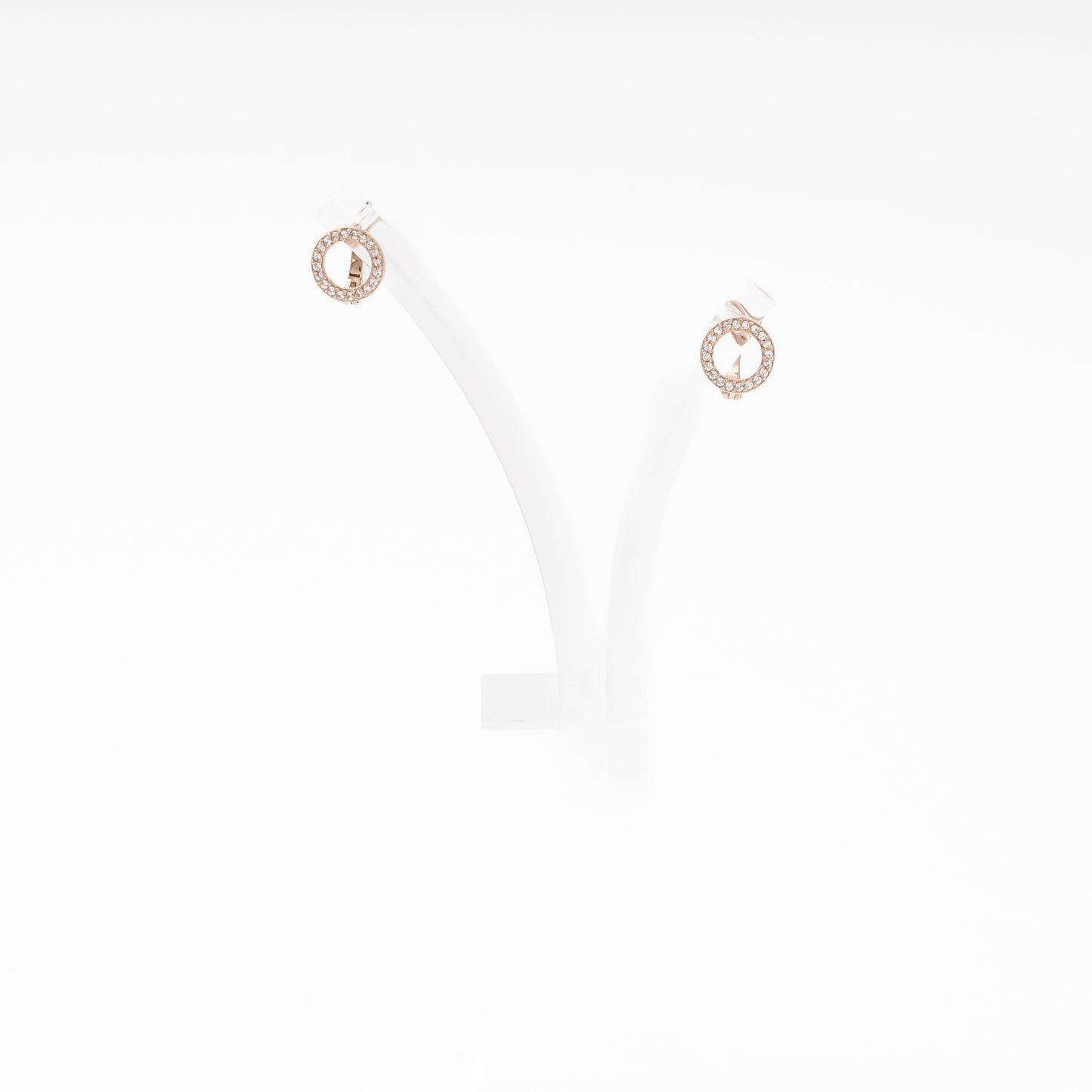 Rose Gold 585 14K Open Circle Earrings with CZ — Kabluchka