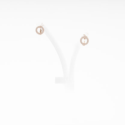 Rose Gold 585 14K Open Circle Earrings with CZ — Kabluchka