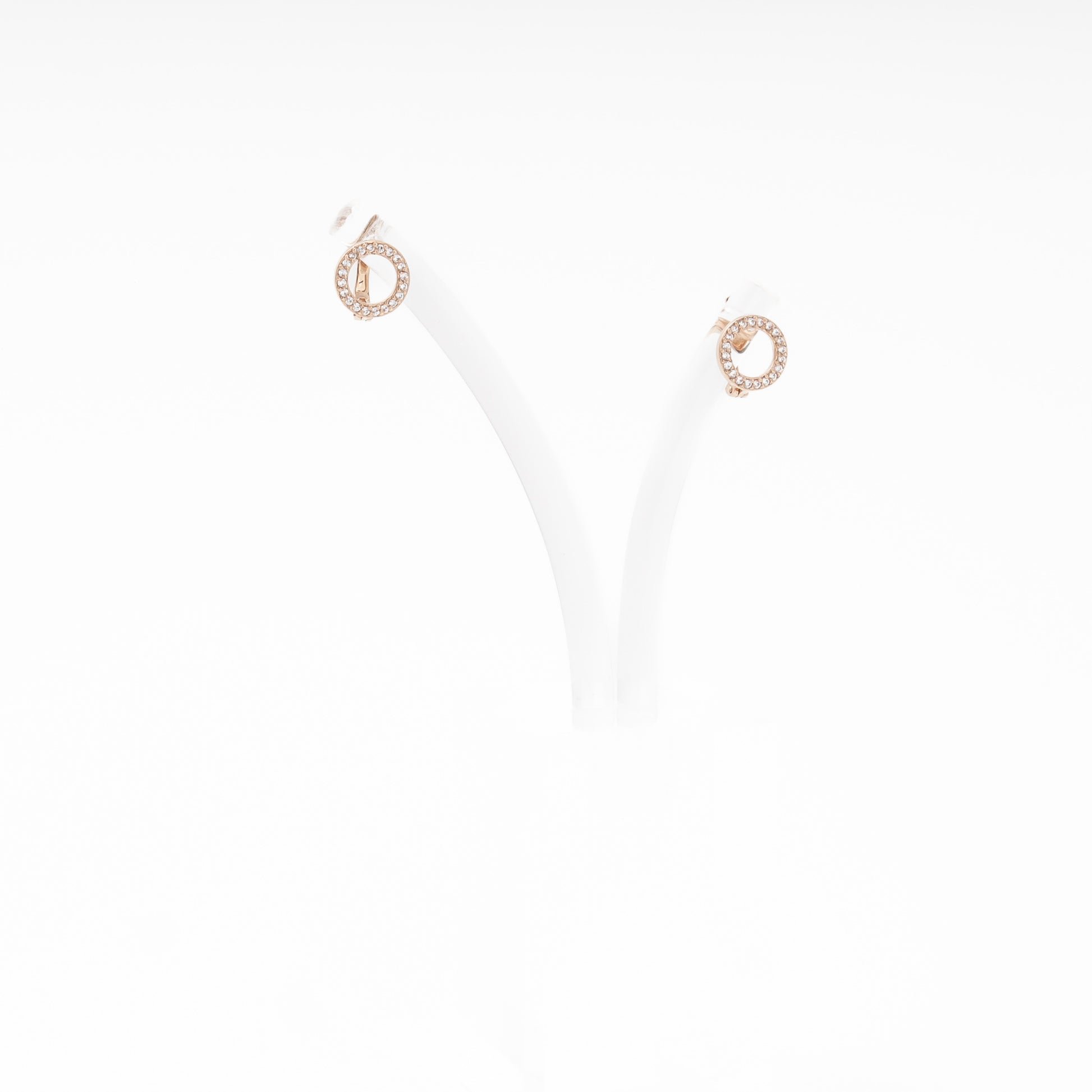 Rose Gold 585 14K Open Circle Earrings with CZ — Kabluchka