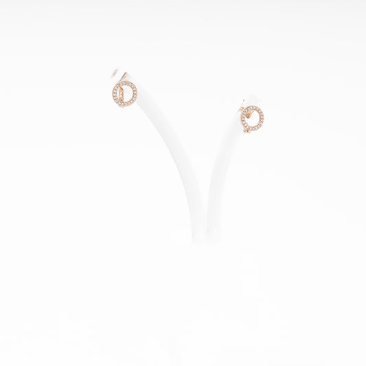 Rose Gold 585 14K Open Circle Earrings with CZ — Kabluchka