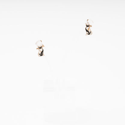 Rose Gold 585 14K Cat Earrings with Black Enamel — Kabluchka