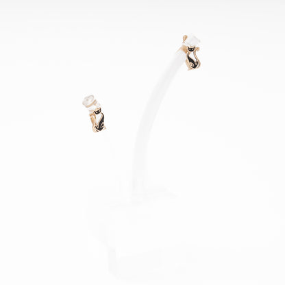 Rose Gold 585 14K Cat Earrings with Black Enamel — Kabluchka