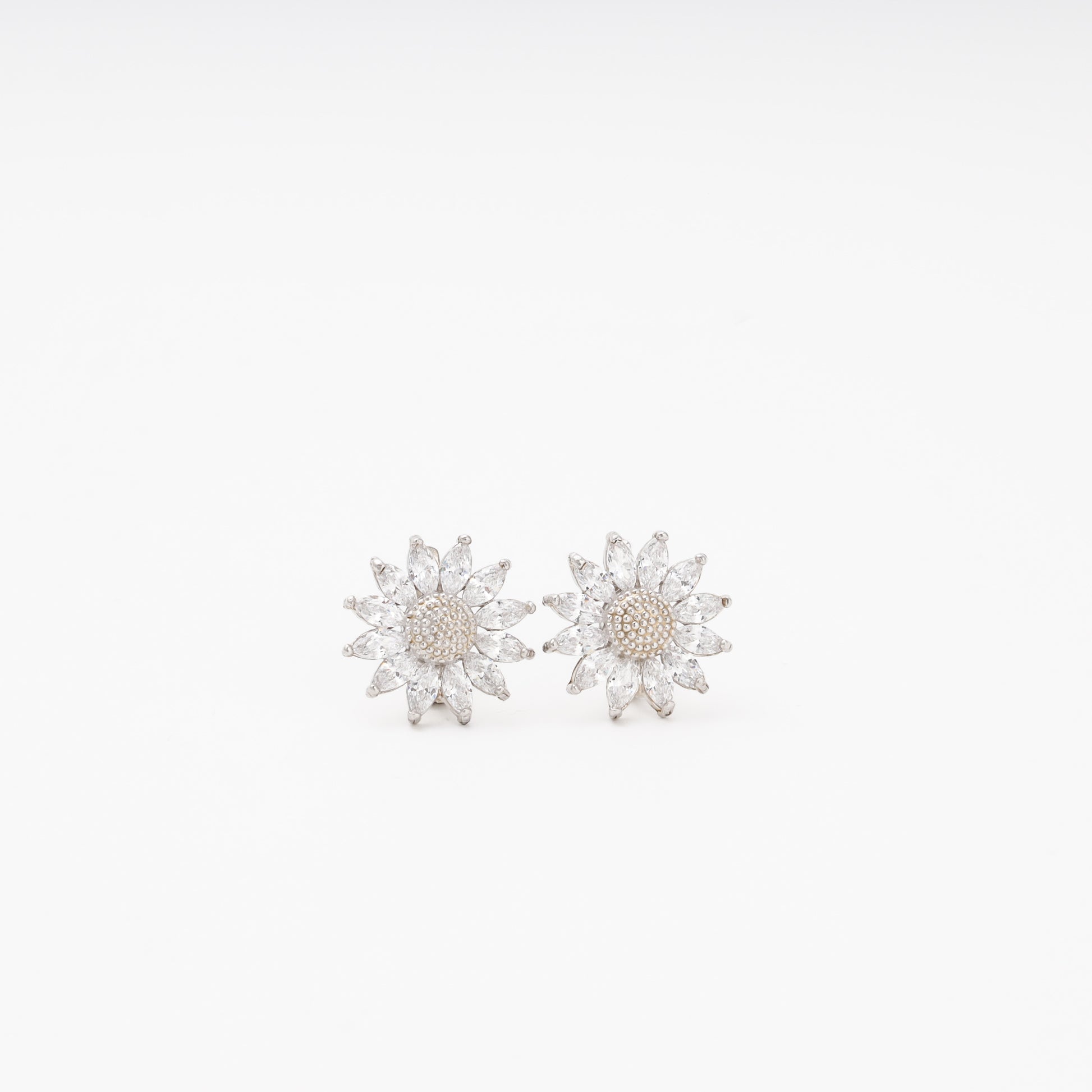 Silver 925 Flower Earrings with Marquise CZ Petals — Kabluchka