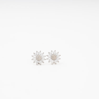 Silver 925 Flower Earrings with Marquise CZ Petals — Kabluchka