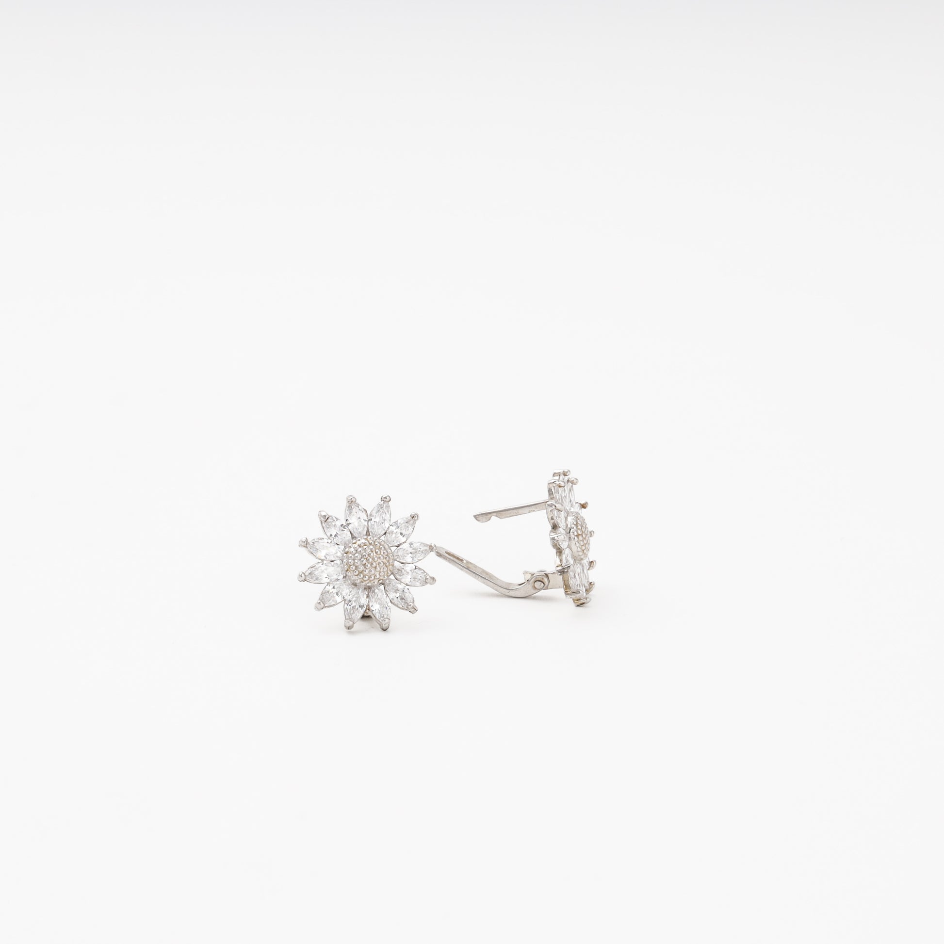 Silver 925 Flower Earrings with Marquise CZ Petals — Kabluchka