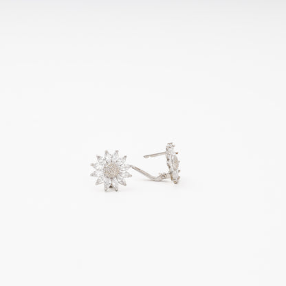 Silver 925 Flower Earrings with Marquise CZ Petals — Kabluchka