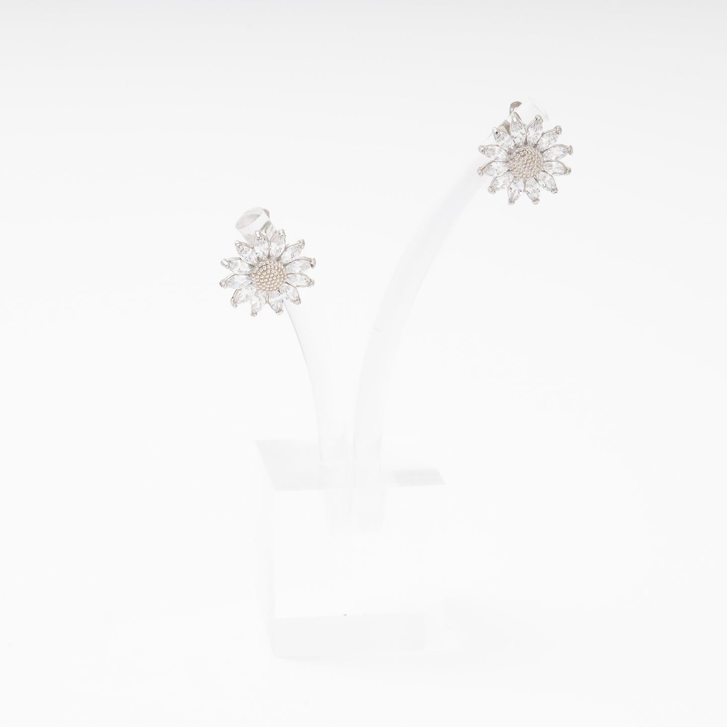 Silver 925 Flower Earrings with Marquise CZ Petals — Kabluchka